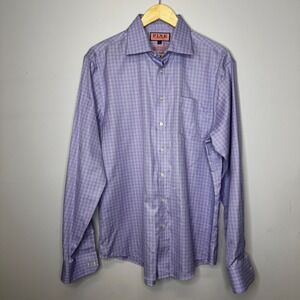 THOMAS PINK Slim Fit Traveller Dress Shirt Mens 16.5 42 Check Cotton Long Sleeve